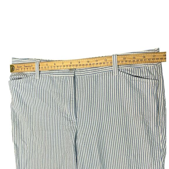 Talbots Blue White Striped Seersucker Nautical The Perfect Crop Cropped Pants 12 - Picture 8 of 11